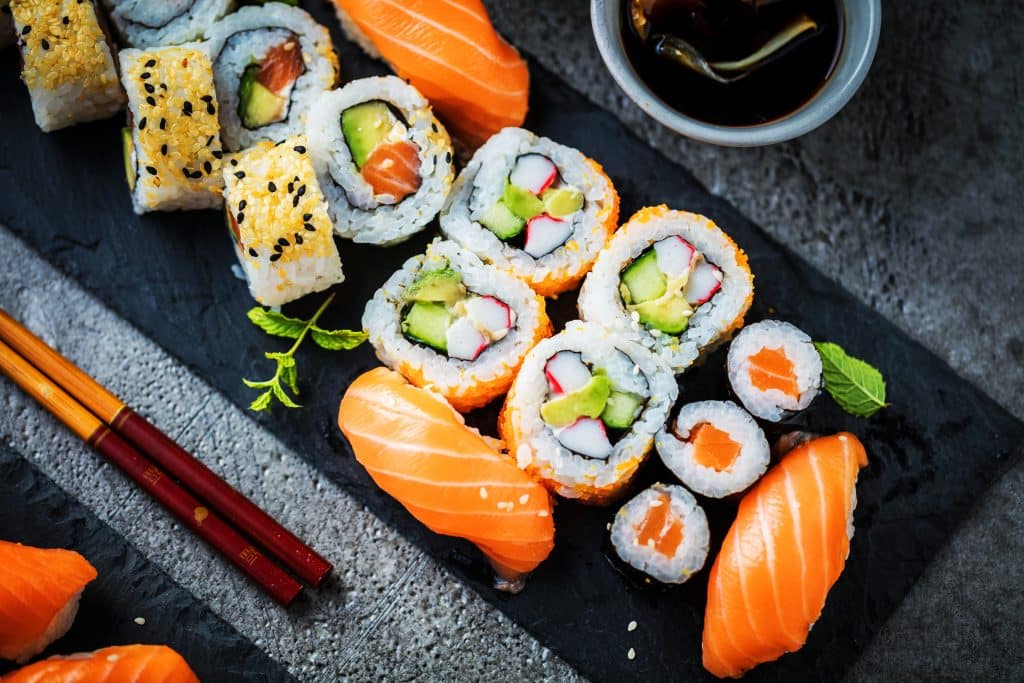 Sushi on a plate