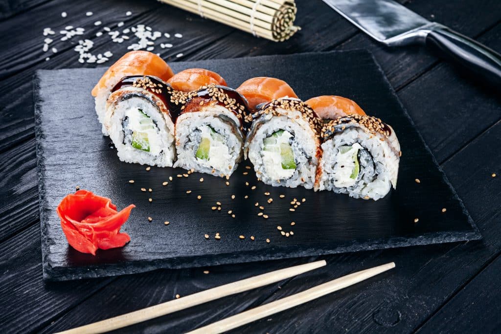 Sushi on a tray