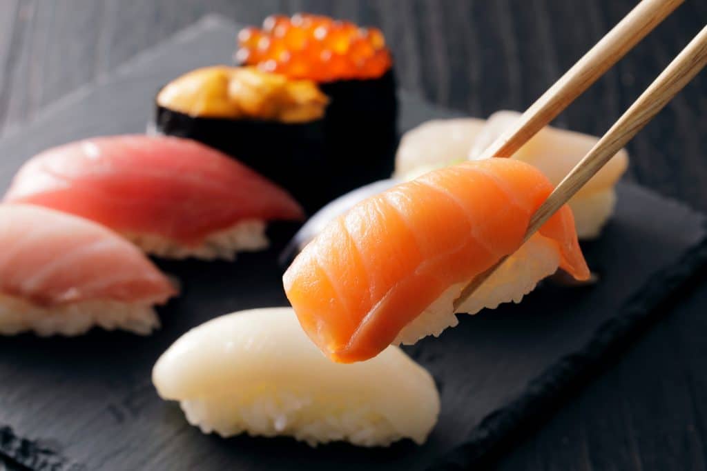 Nigiri Sushi in Chopsticks